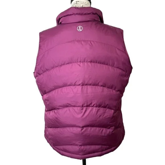 Lands End Quilted Down Puffer Vest Gray-Collar Full-Zip Womens Size L Petite - Picture 3 of 7